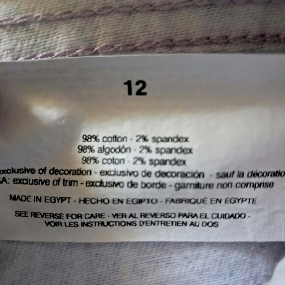 GLORIA VANDERBILT Purple Paisley Capri Jeans Sz 12 Stretch Denim Casual Cropped - Picture 12 of 12